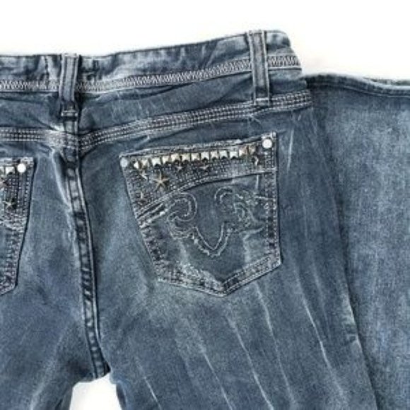 Express Rerock Jean's straightleg black distress - Picture 2 of 7